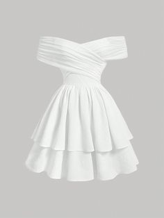 Birthdays Dresses Women, Dresses Short Casual, Dress Outfits For School Casual, Off White Short Dress, Really Cute Dresses, White Dress 18th Birthday, Off The Shoulder Dresses, Short Pretty Dresses, Formal Casual Dress