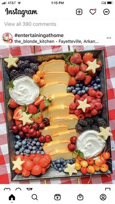 the instagram page has an image of cheese and fruit on it