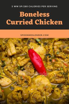 the recipe for boneless curried chicken is shown