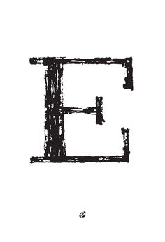 the letter e is made up of small pieces of wood and has been drawn with black ink