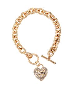 PRICES MAY VARY. Toggle closure: The easy-to-use toggle closure makes it simple to put on and take off the bracelet. Heart charm: The centerpiece of the bracelet is a stunning heart charm featuring the iconic GUESS logo. Bracelet Size: 7.5 inch length Elegant design: The gold-tone finish is elegant and sophisticated, making it the perfect accessory for any outfit. Versatile: This bracelet is suitable for all occasions and makes a great gift for women of all ages. Logo Heart, Womens Bangles, Guess Logo, Bracelet Heart, Denim Jewelry, Charm Chain, Great Gifts For Women, Toggle Bracelet, Puffy Heart