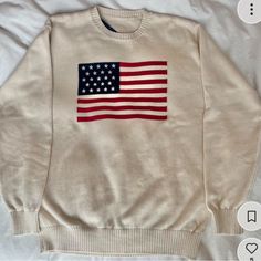 Brandy Melville American Flag Sweater Brand New With Tags! Accepting Offers Americana Long Sleeve Sweater For Fall, Long Sleeve Americana Sweater For Fall, Fall Flag Print Long Sleeve Sweater, Long Sleeve Flag Print Sweater For Fall, Fall Americana Long Sleeve Sweater, Fall Long Sleeve Flag Print Sweater, Americana Style Cotton Tops For Fall, American Style Cotton Long Sleeve Sweatshirt, Long Sleeve American Style Cotton Sweatshirt