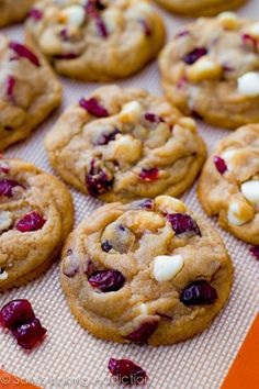 two pictures side by side one has cookies and the other has cranberries