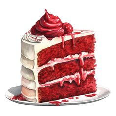 a piece of red velvet cake on a plate