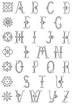 an old english alphabet is shown in black and white with the letters written in cursive