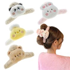 PRICES MAY VARY. Material - Animal plush hair clips are made of high-quality plastic and plush material, which is novel and durable, has good elasticity, easy to grip the hair firmly with non-slip. Non-Slip - With a strong Interlocking teeth design, these plush hair claw clips can give a super grasp without hurting your hair and hold your hair tightly. Wide Application - This hair claw clip for women is the best choice for daily makeup, showers, sports, dance parties, parties, shopping, dating, Animal Hair Clips, Long And Thick Hair, Thinning Thick Hair, Teeth Design, Dance Parties, Cartoon Hair, Hair Accessories Clips, Fluffy Hair, Daily Makeup