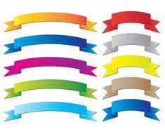 a set of colorful ribbons with different shapes and colors on white background stock photo - budget conscious