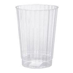 a clear plastic cup on a white background