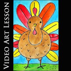 a drawing of a turkey with the words video art lesson