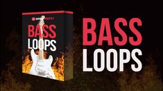 the book cover for bass loops is shown in red and black with flames behind it