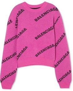 Initial Sweater, Balenciaga Clothes, Extra Long Sleeve Sweater, Balenciaga Sweater, Letter Sweater, Balenciaga Top, Pull Rose, Balenciaga Women