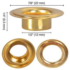 an image of brass plated metal knobs and washers for furniture or cabinet doors