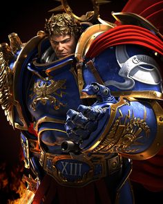 Warhammer 40k Ultramarines Art, Warhammer 40k Emperor, Warhammer 40k Ultramarines, Space Marine Art, 40k Art, Warhammer Figures