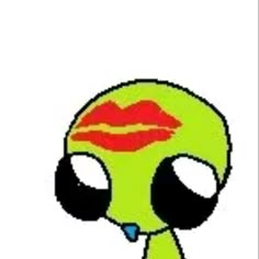 an alien with lips and tongue sticking out