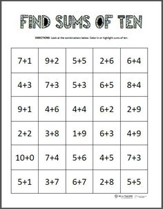 a printable worksheet to help students learn how to find the missing numbers