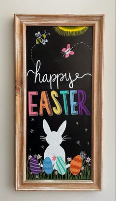 Easter spring chalkboard wall art DIY Easter Calendar Ideas, Easter Chalkboard Ideas Easy, Easy Easter Chalkboard Art, Easy Spring Chalkboard Art, Chalk Markers Ideas