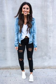 Nike Jeans, Dede Raad, Spring Outfit Women, Winter Outfits For School, Jean Jacket Outfits, Houston Fashion, Outfit Jeans, Fashion Blogger Style, Cute Fall Outfits