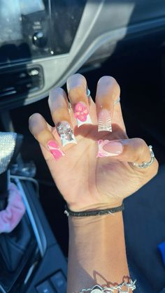 2000s Nails Acrylic Y2k, Nails Acrylic Y2k, 2000s Nails Acrylic, Sqaure Nails, 2000s Nails, Acrylic Nails Yellow, Hard Nails, Vintage Nails