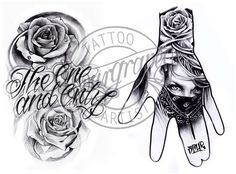 a tattoo design with roses on it and the words, love is in the air