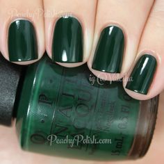 OPI — Christmas Gone Plaid (Gwen Stefani Collection | Holiday 2014) Dark Green Nail Polish, Green Manicure, Dark Green Nails, Green Nail Polish, Green Nail, Polish Colors