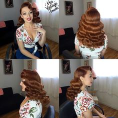 Tony Medina- Hairstylist on Instagram: “Here's this full look on the gorgeous @PinupPalmer! Laid and Sprayed with @suavecitapomade's #GroomingSpray and #Pomade! Hair By #HisVintageTouch ” 1940s Finger Waves, Pinup Hair For Wedding, Long Pinup Hairstyles, Pinup Long Hair, Vintage Pinup Hair, Long 50s Hair, Long Hair Flapper Hairstyles, Loose Pin Curls, Vintage Pinup Hairstyles