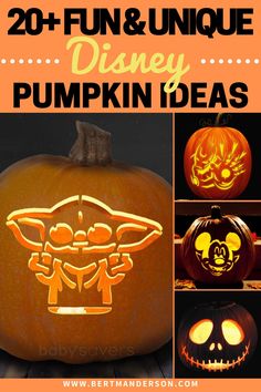 pumpkin carving with the words disney pumpkin ideas