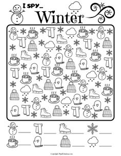 a winter themed coloring page with snowmen and other things to color on the page