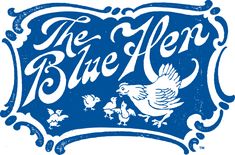 the logo for the aler is blue and white with an image of chickens on it