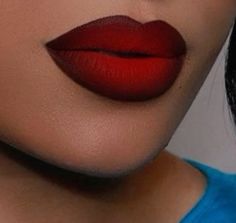 Smokey Eye Makeup Black Women Red Lip, Red Ombre Lips Black Women, Red Lip Makeup Look Hooded Eyes, Seductive Makeup Looks Red Lips, Ombre Red Lipstick, Red And Black Lip Combo Matte, Black And Red Ombre Lip, Red Matte Lipstick Black Women, Red Lipstick Makeup Dark Skin