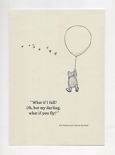 a drawing of a teddy bear flying with a balloon