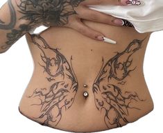 Feminine Stomach Tattoos, Stomach Tattoos Women, Stick N Poke, Stomach Tattoos, Tattoos Women, Spine Tattoos, Best Tattoo Designs, Dope Tattoos, Art Tattoos