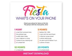 a poster with the text fiesta what's on your phone? and an image of a