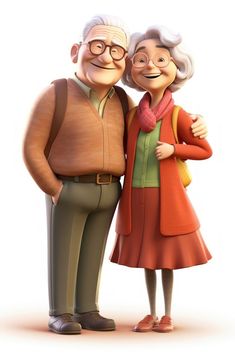 an older couple standing next to each other