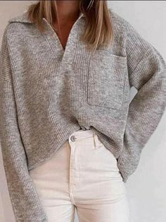 Casual Dresses For Summer, Solid Color Sweater, Pullover Outfit, Stylish Sweaters, Cardigan Outfits, Women's Sweaters, Loose Sweater, Casual Look