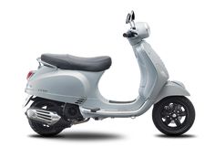 a silver scooter is shown on a white background