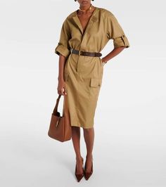 Find SAINT LAURENT Cotton Twill Midi Dress on Editorialist. Material: 100% cotton. Care instructions: machine wash at 30 degrees. Made in Italy. Designer color name: Beige Fonce. Beige Midi Dress, Jersey Shirt Dress, Safari Dress, Midi Wrap Dress, Chanel Jewelry, Cotton Midi Dress, Dress Home, Midi Dress With Sleeves, Silk Twill