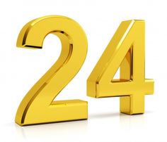 the number twenty four in gold on a white background