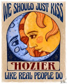 we should just kiss hozier like real people do poster art print on canvas