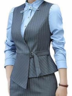 Collection of Formal Dresses for Women to seem Professional and Fashionable Waistcoat Fashion Women, Waistcoat Designs Women, Womens Waistcoat Outfit, Ladies Waistcoat, Waistcoat Outfit, Women Waistcoat, Waistcoat Designs, Projek Menjahit, Womens Waistcoat