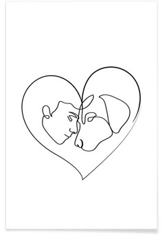 a black and white drawing of two people in a heart