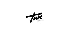 the tyx logo is shown in black and white, with an artistic twist to it