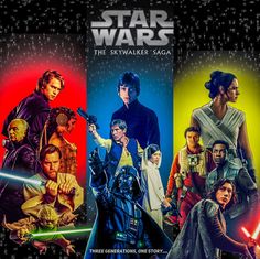 star wars the sky walker saga movie poster with characters in different colors and sizes, including darth vader