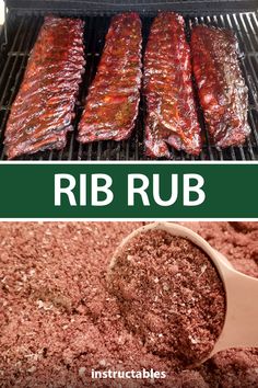 ribs cooking on the grill with bb rub