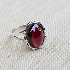 Sterling Silver Garnet Ring, Red Garnet Ring, Plus Size Rings, Handmade Jewelry Box, Moonstone Ring Sterling Silver, Garnet Ring, Jewelry Statement, Garnet Rings, Garnet Gemstone