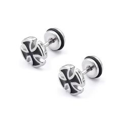 Men Unisex Black Iron Cross Stud Earrings Punk Gothic Jewelry Stainless Steel | eBay Cross Stud Earrings, Earrings Punk, Punk Earrings, Cross Earrings Studs, Black Stud Earrings, Iron Cross, Surgical Steel Earrings, Jewelry Men, Black Stud