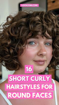 16 Stunning Short Curly Hairstyles for Round Faces to Boost Your Confidence Haircuts For Curly Hair And Round Face, Short Haircut For Wavy Hair Mid Length Round Faces, Short Hair Curly Round Face, Medium Short Hairstyle Women Curly, Graduated Bob Curly Hair, Short Blonde Curls Naturally Curly, Short Curly Haircut Round Face, Short Curly Hair With Round Face, Cute Curly Hairstyles Short Round Faces