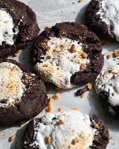 chocolate cookies with marshmallows and whipped cream