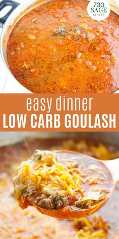 easy dinner low carb goulash with cheese on top and in the bottom