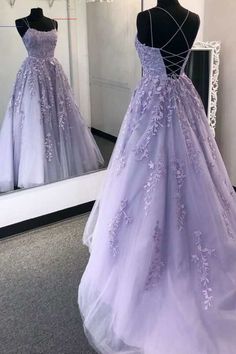 Vestido Color Lila, Lilac Prom Dress, Winter Formal Dress, Champagne Prom Dress, School Dance Dresses, Prom Dresses Long Lace, Winter Formal Dresses, Spaghetti Strap Prom Dress, Evening Party Gowns