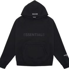 Black Xl Essentials Men Hoodie Black Essentials Hoodie, Black Essentials, Essentials Clothing, Essentials Hoodie, Mock Neck Sweatshirt, Men's Activewear, Fear Of God Essentials, Black Luxury, Fear Of God